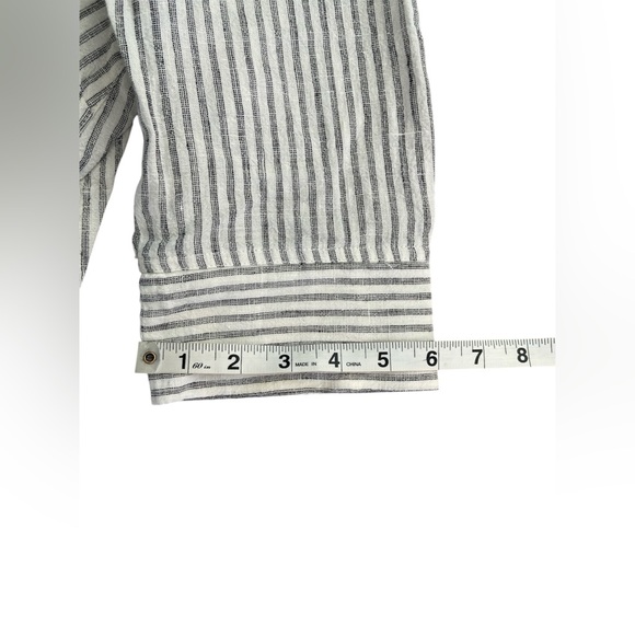 Poetry Shirt Dress Striped Linen 3/4 Sleeve Pockets Lagenlook Granola 16 - Picture 11 of 11